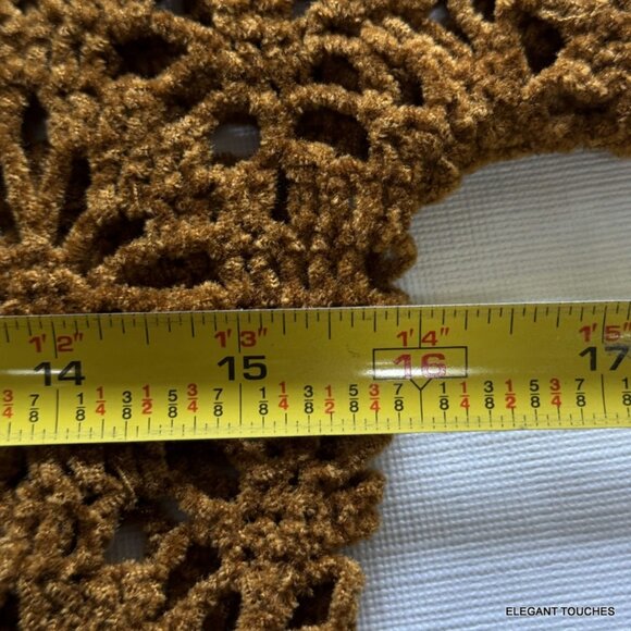 Moda International Womens Cardigan Sweater S Crochet Brown Open Front-Tie Knit - Picture 8 of 9